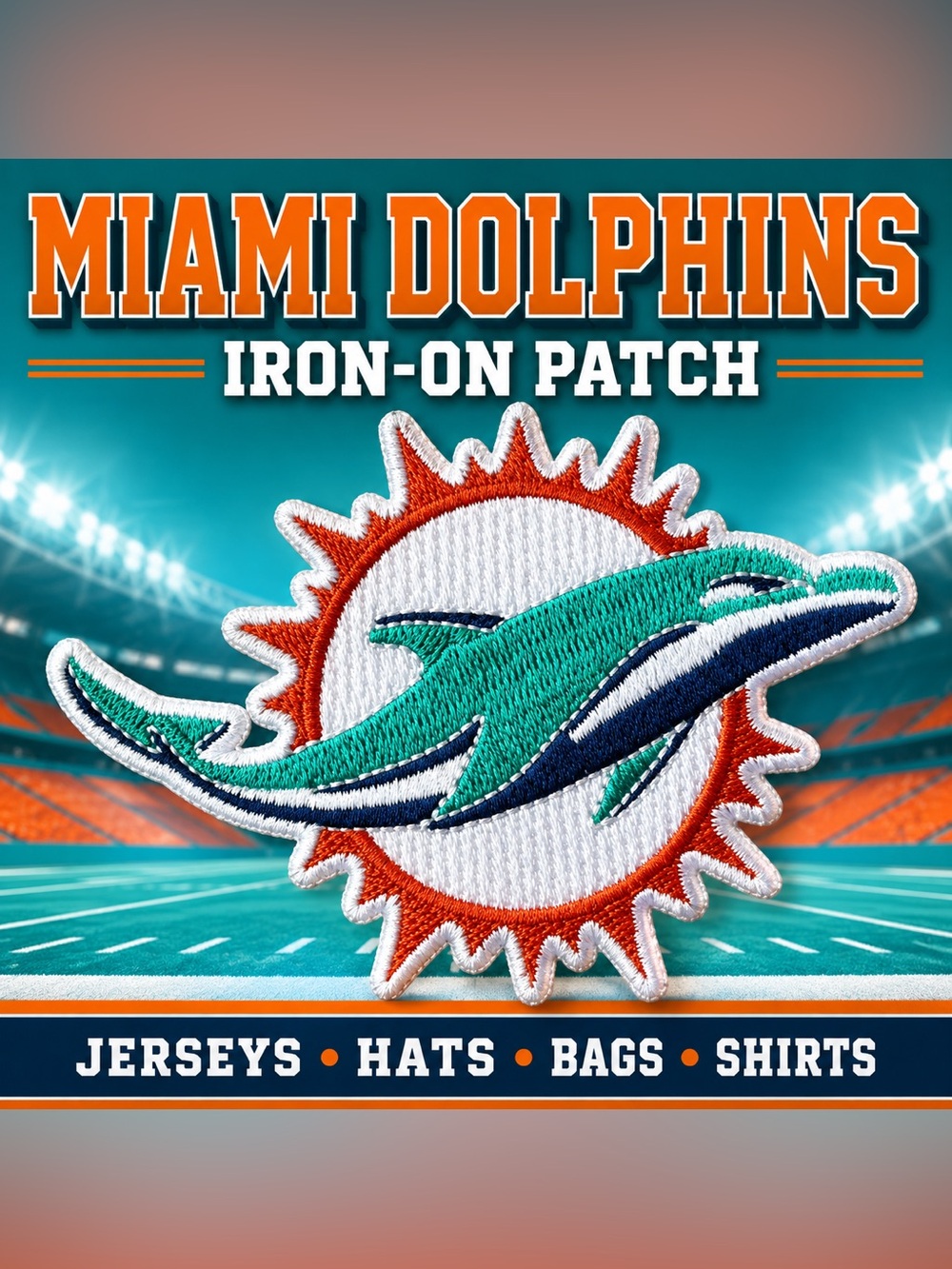 Miami Dolphins Embroidered Iron-On Football Patch